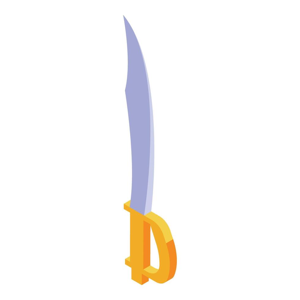 Turkish yatagan sword standing upright with gold hilt vector