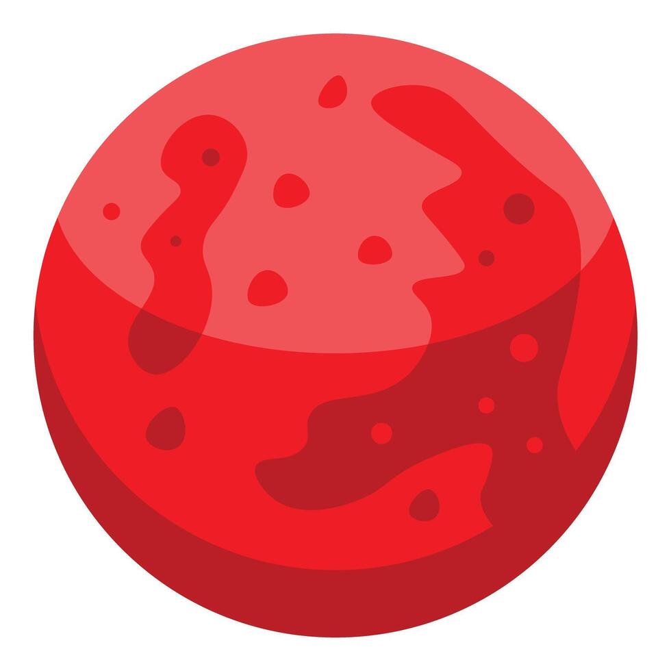 Red planet rotating in open space on white background vector