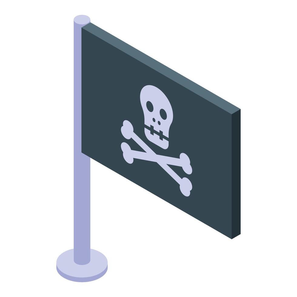 Black pirate flag with skull and crossbones waving in the wind vector