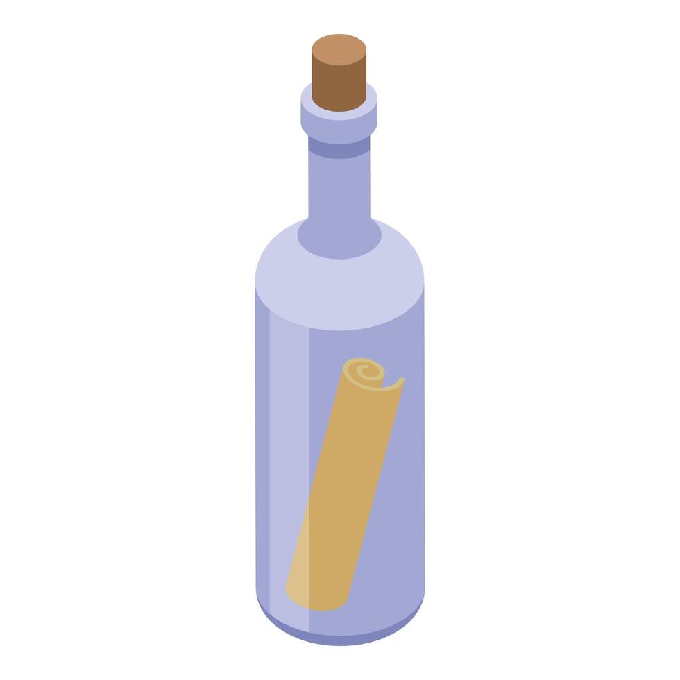 Glass bottle containing message is conveying important information vector