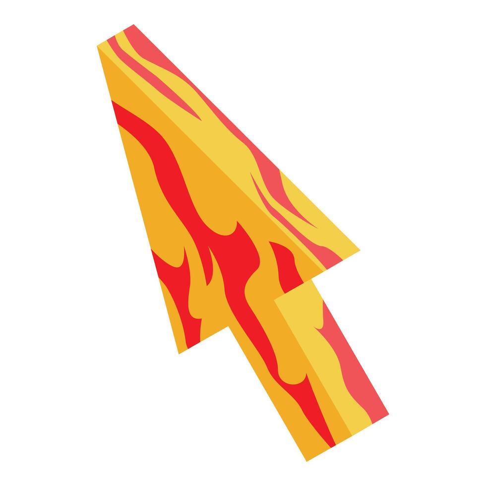 Red and yellow fire cursor is clicking representing speed and power vector