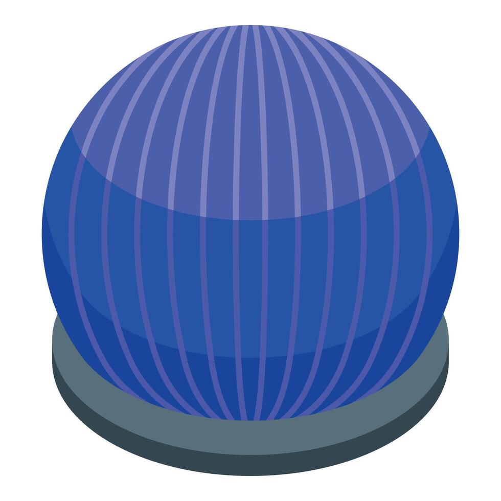 Blue fitness ball standing on floor isometric icon vector
