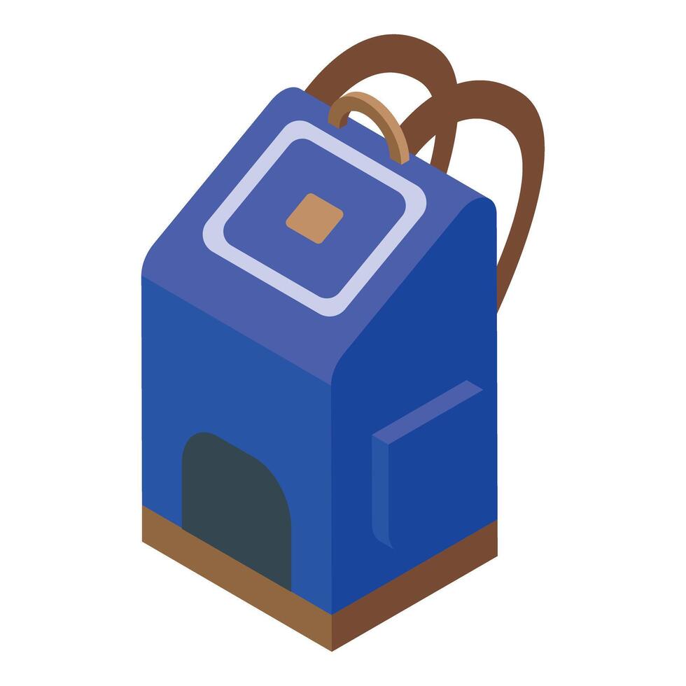 Blue backpack standing upright with brown bottom vector