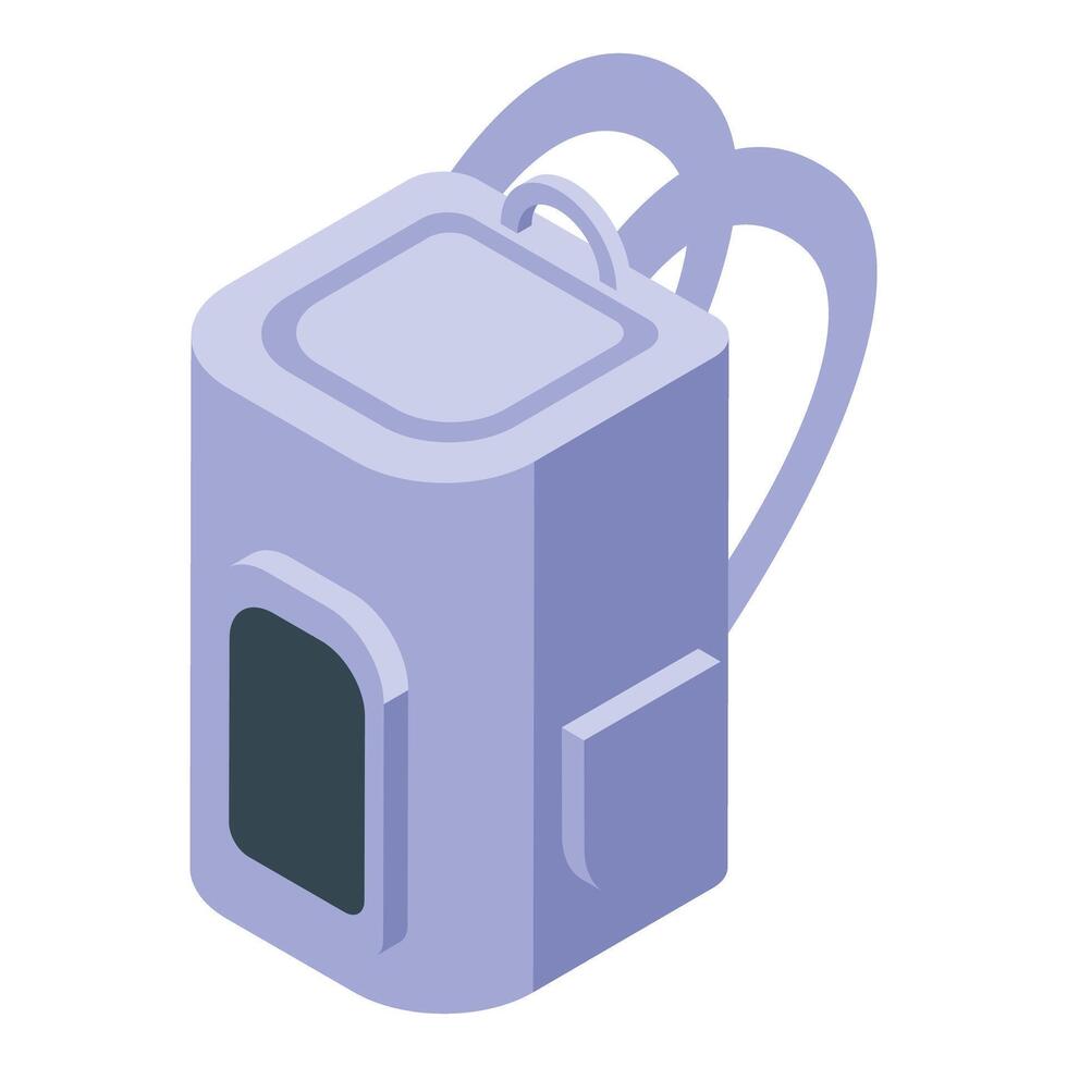 Modern backpack with laptop pocket for carrying isometric icon vector