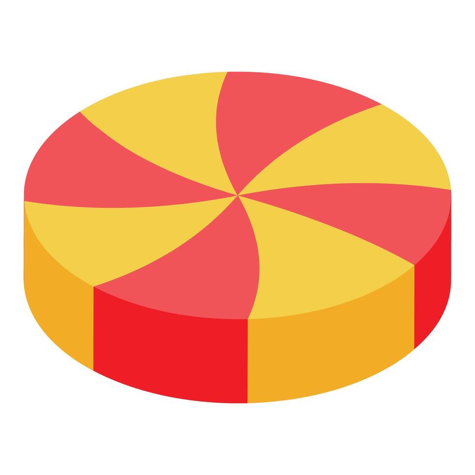 Round candy showing swirling red and yellow pattern vector