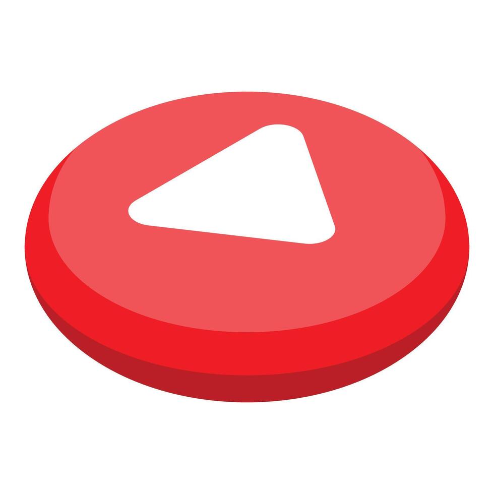 Red button showing white play symbol for multimedia content vector