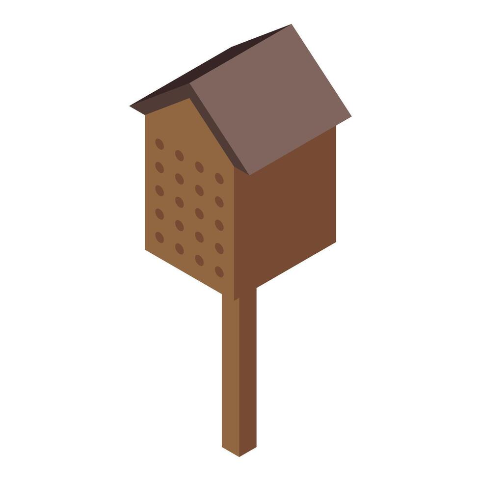 Wooden insect hotel providing shelter for bugs on a pole vector