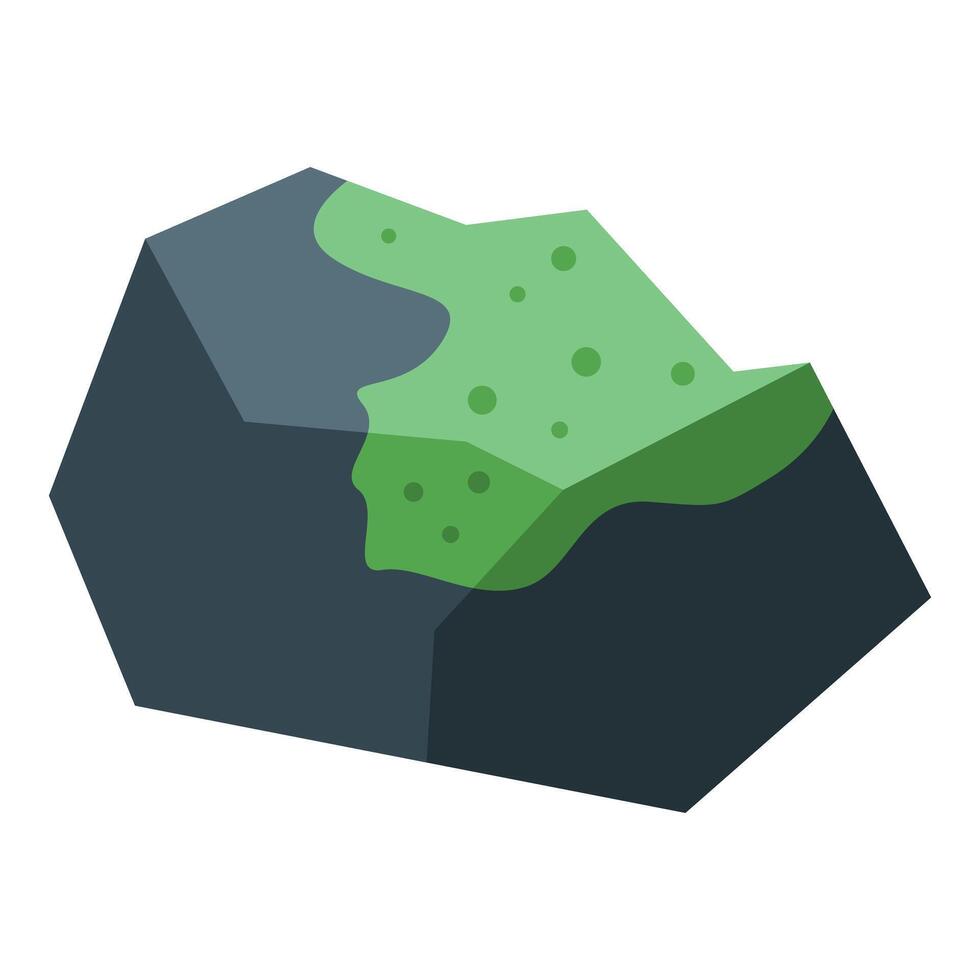 Large stone covered with green moss isometric icon vector
