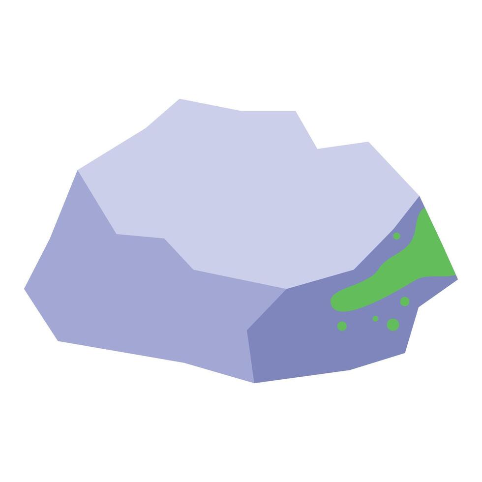 Big stone covered with moss isometric icon vector