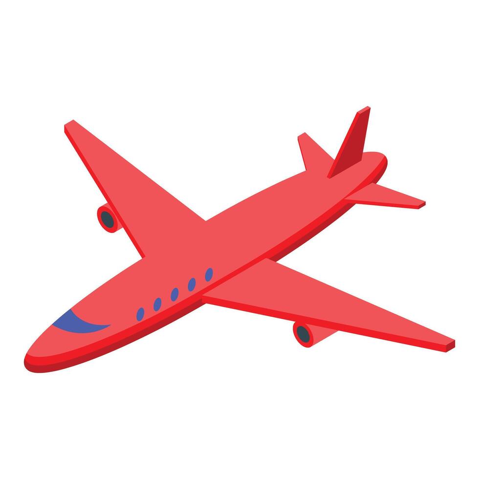 Red airplane flying through the sky vector
