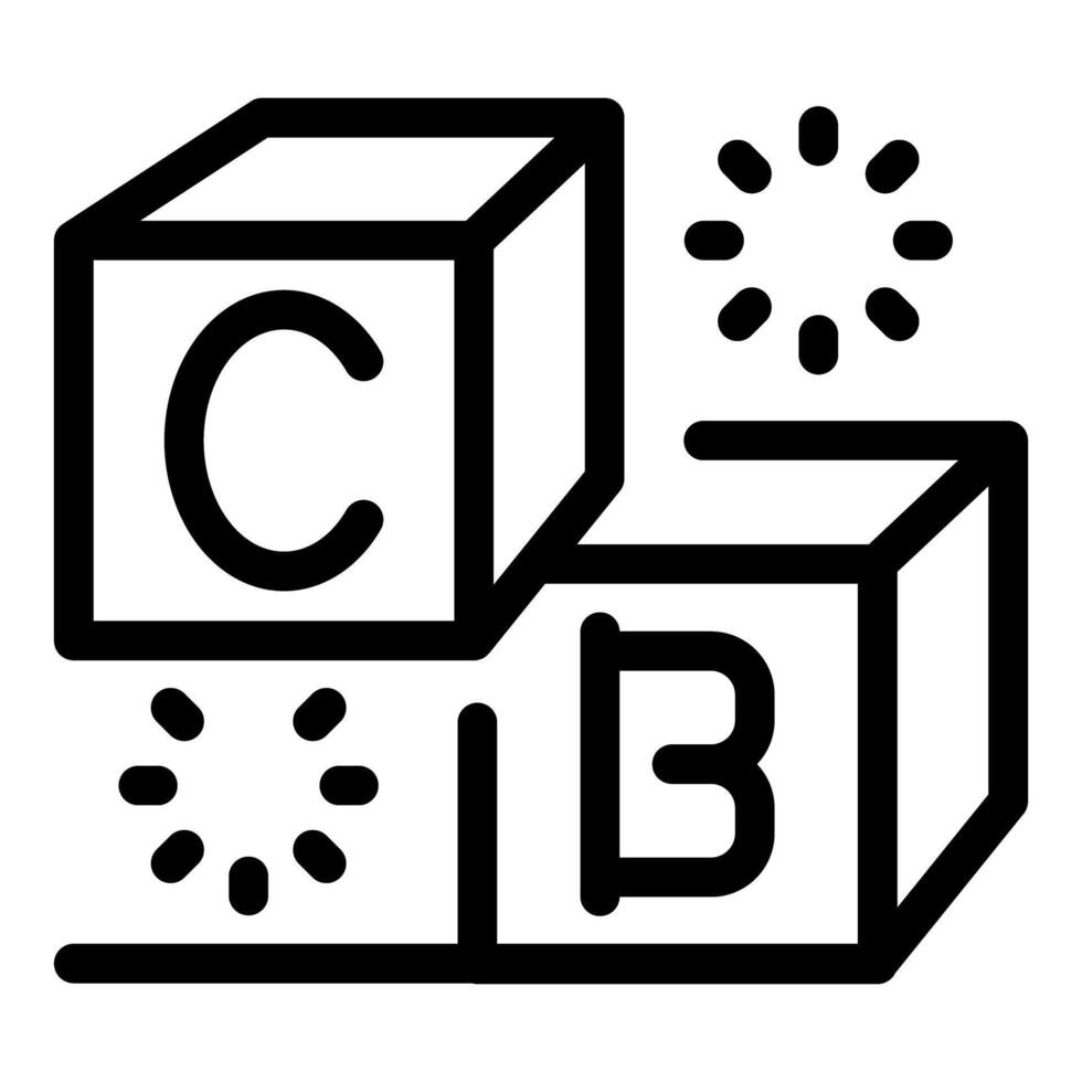 Child development concept with alphabet cubes and loading symbol vector
