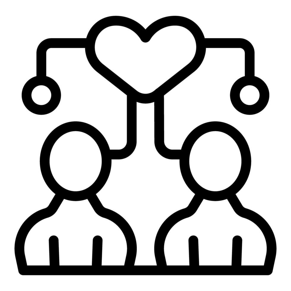 Couple connecting online with heart icon symbolizing love and affection vector