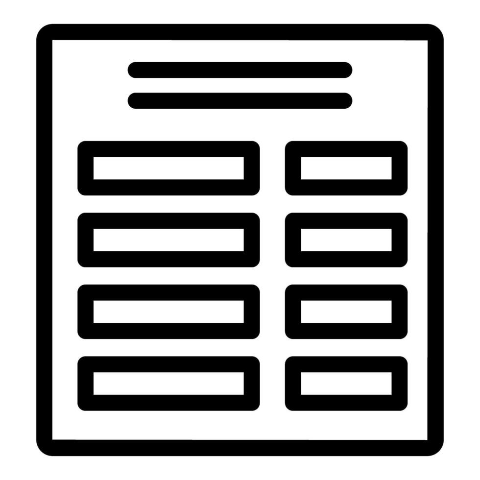 Line icon style document with text and six empty fields vector