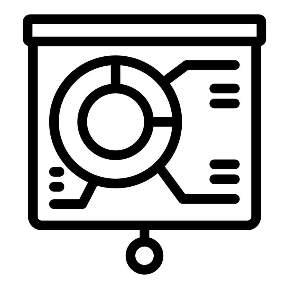 Presentation screen showing pie chart with data analysis and statistics vector