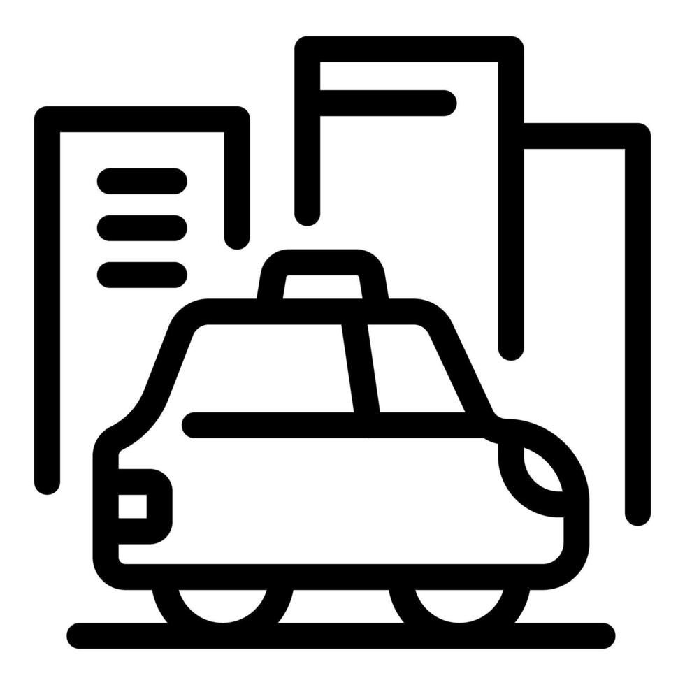 Taxi cab waiting for passenger in urban cityscape vector