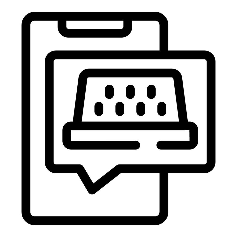 Smartphone showing laptop with chat bubble icon vector
