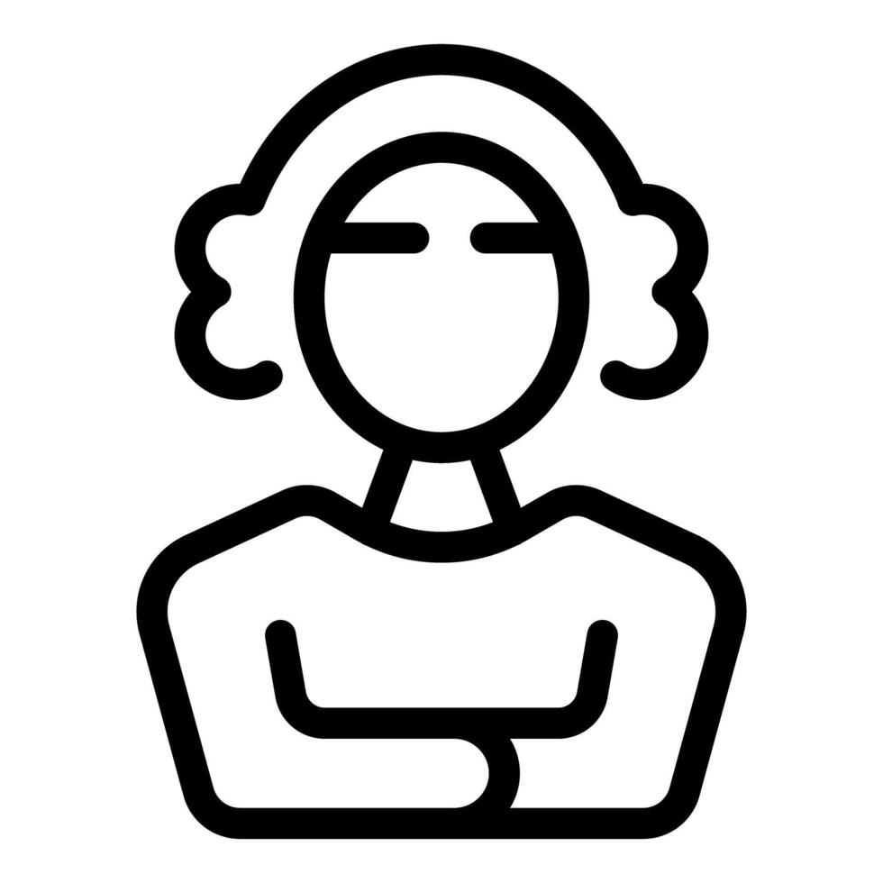 Serious female judge character with arms crossed wearing traditional wig vector