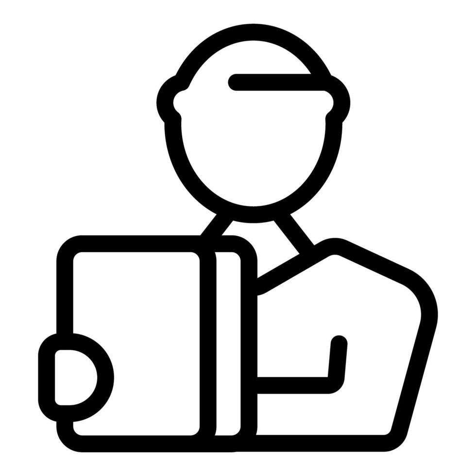 Engineer holding a tablet and wearing a hard hat icon vector