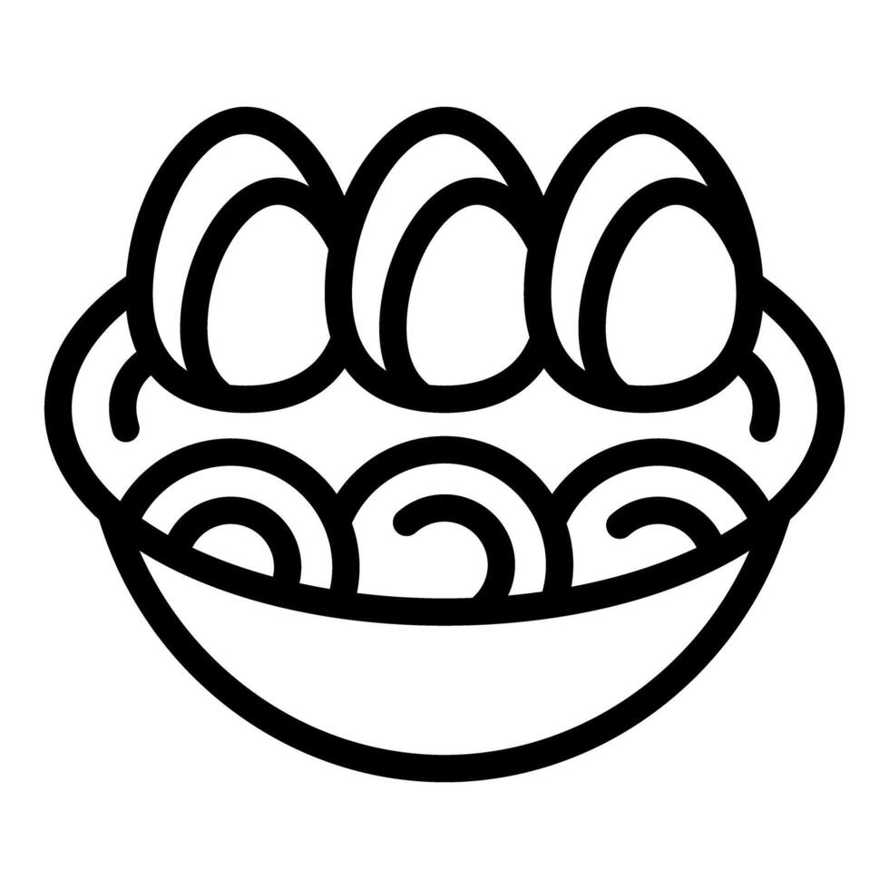 Bowl of ramen noodles with eggs being served for dinner vector