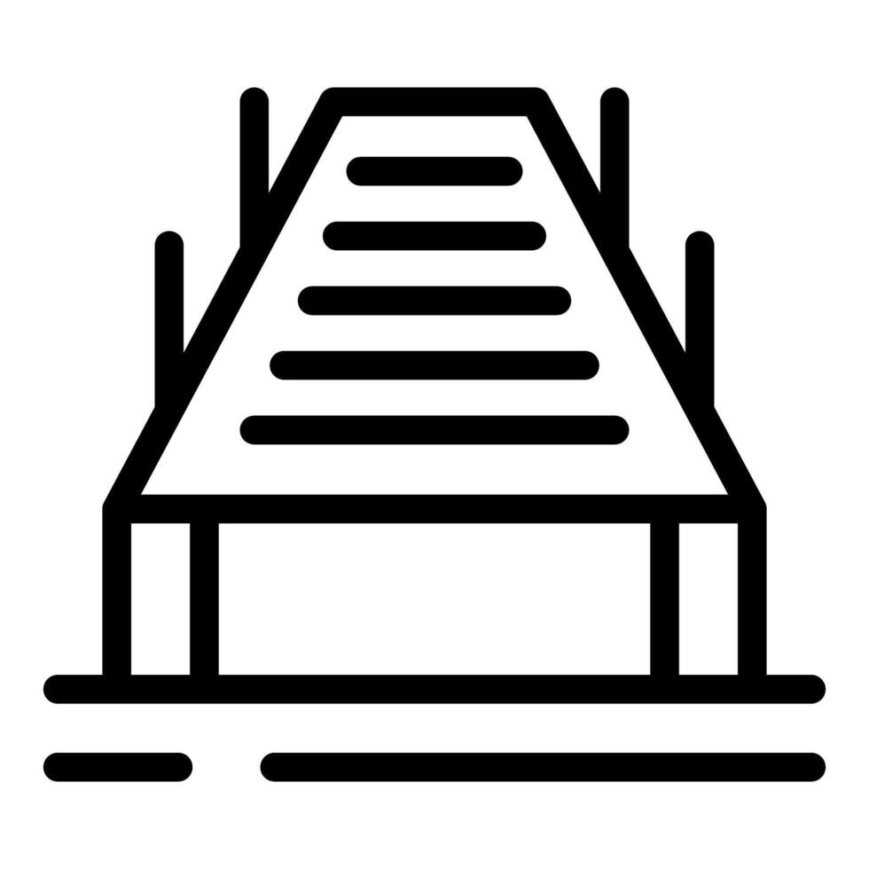 Wooden sea pier extending over water surface icon vector