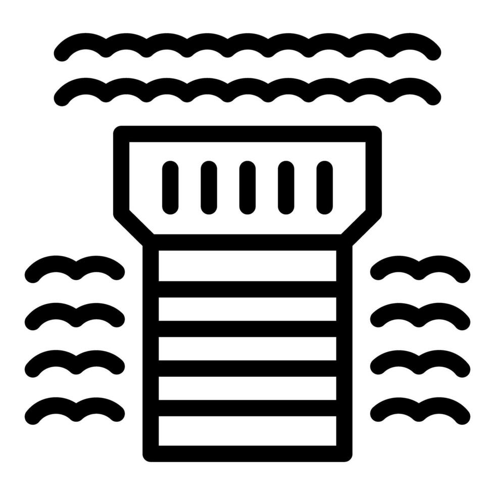 Seawall protecting coastline from ocean waves vector