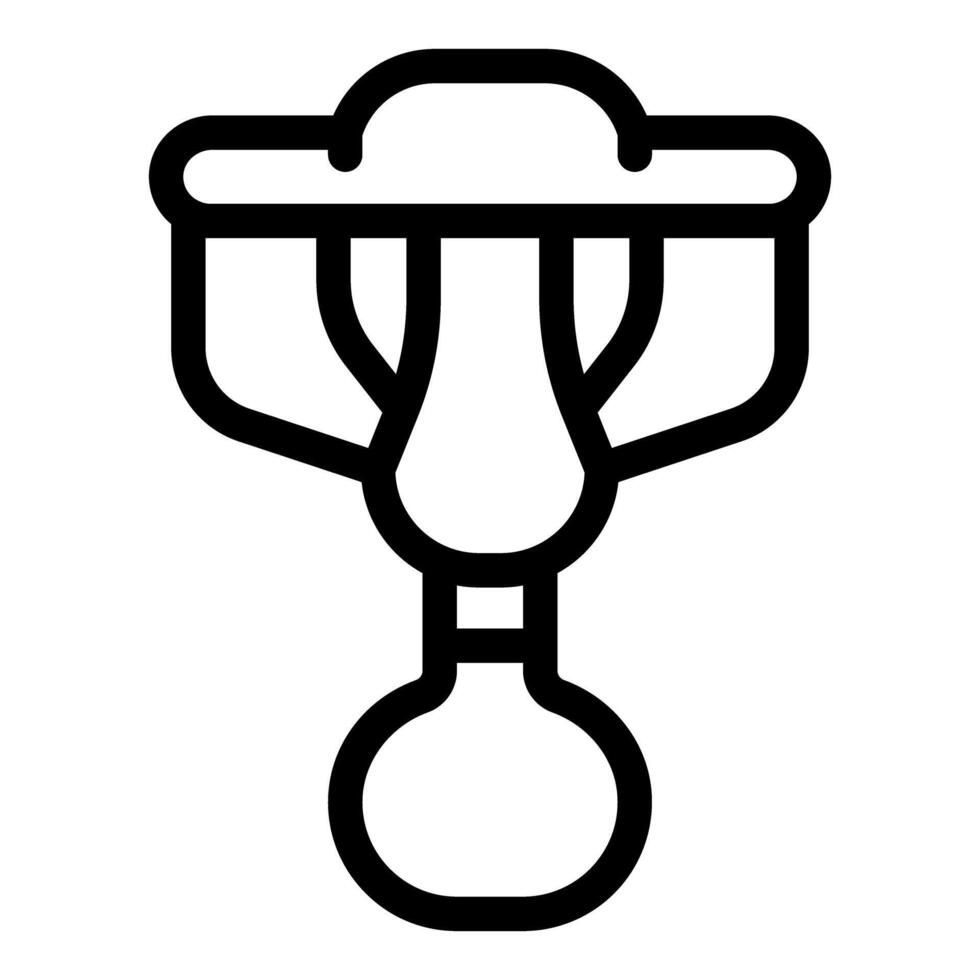Black outline icon of a baby bottle drying rack simplifying bottle sterilization for parents vector