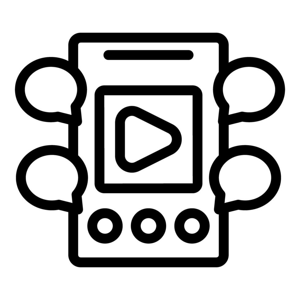 Smartphone showing video with people commenting using speech bubbles vector