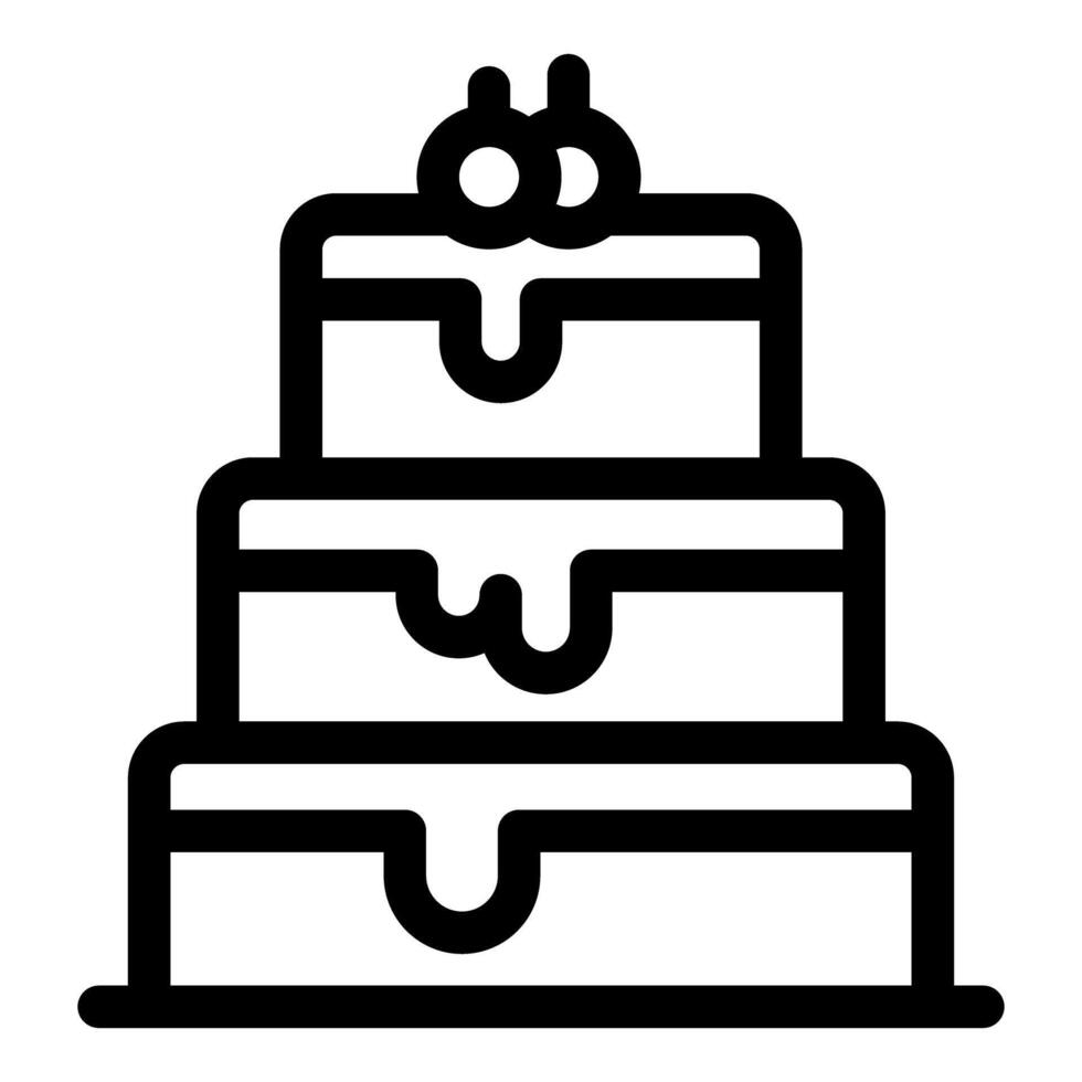 Three tier cake with cherries icon for bakery cafe and wedding vector