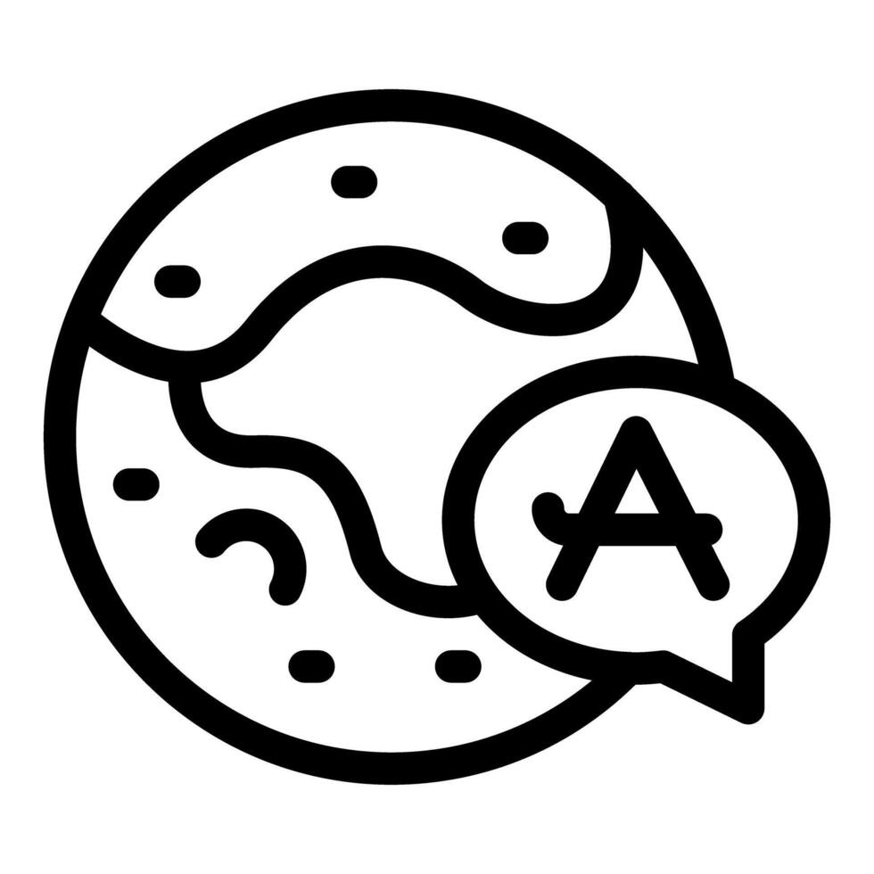 Planet earth communicating with letter a speech bubble icon vector