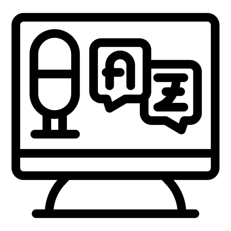 Online language course showing microphone and speech bubbles with different alphabets vector