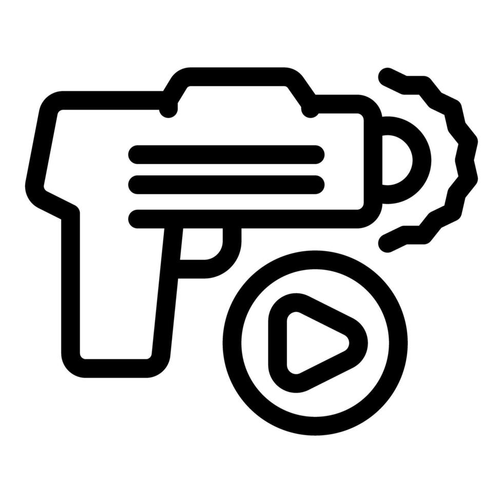 Laser tag gun shooting with play button icon vector