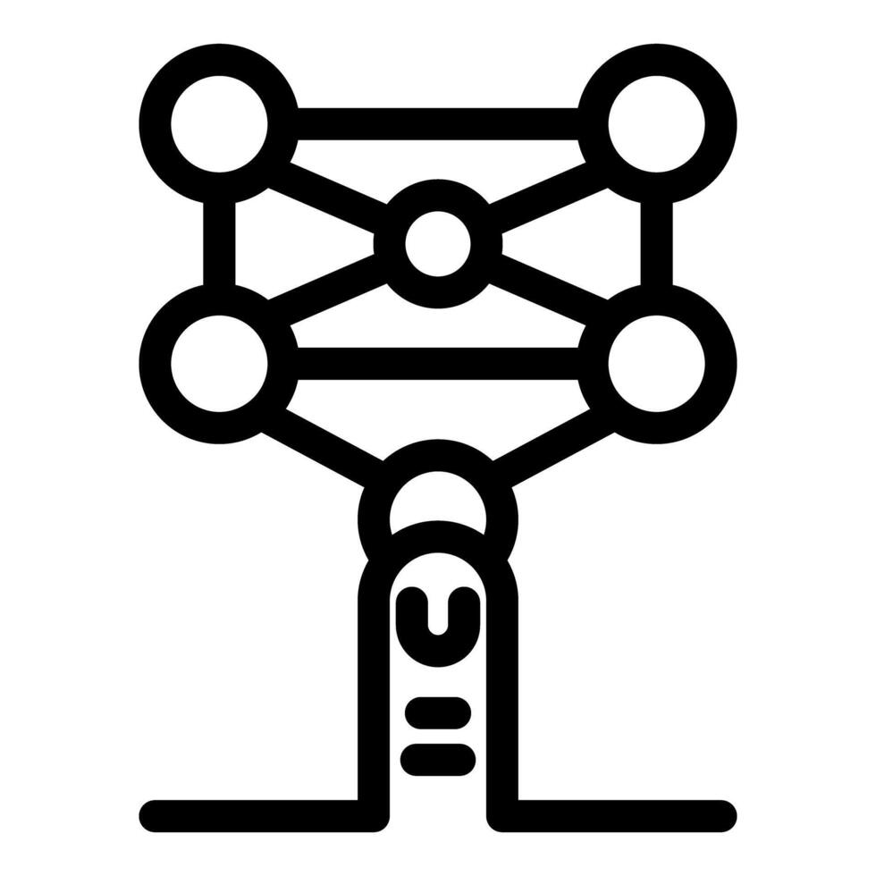 Finger touching digital network icon representing data connection vector