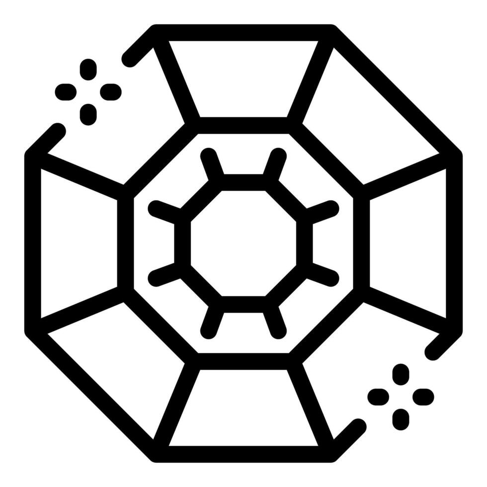 Octagon shape diamond shining with sparkle lines vector
