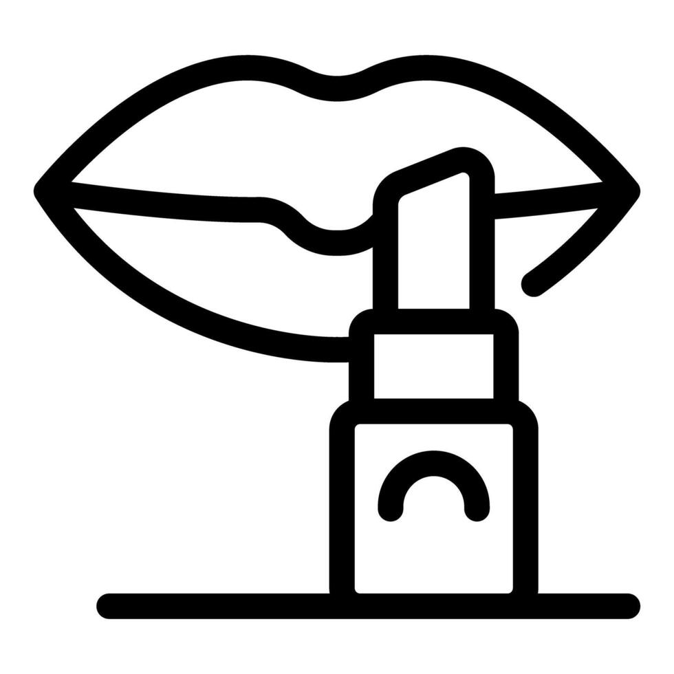 Lipstick applying makeup on female lips for beauty routine vector