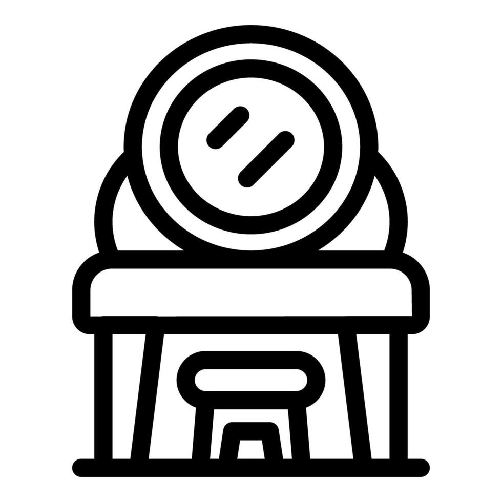 Woman applying makeup using round mirror in dressing room icon vector