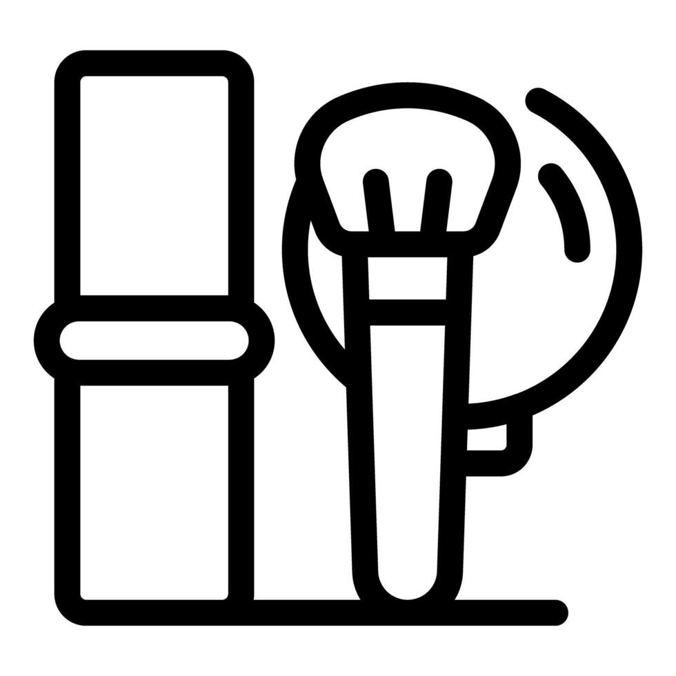 Makeup brush and compact powder creating beauty routine icon vector