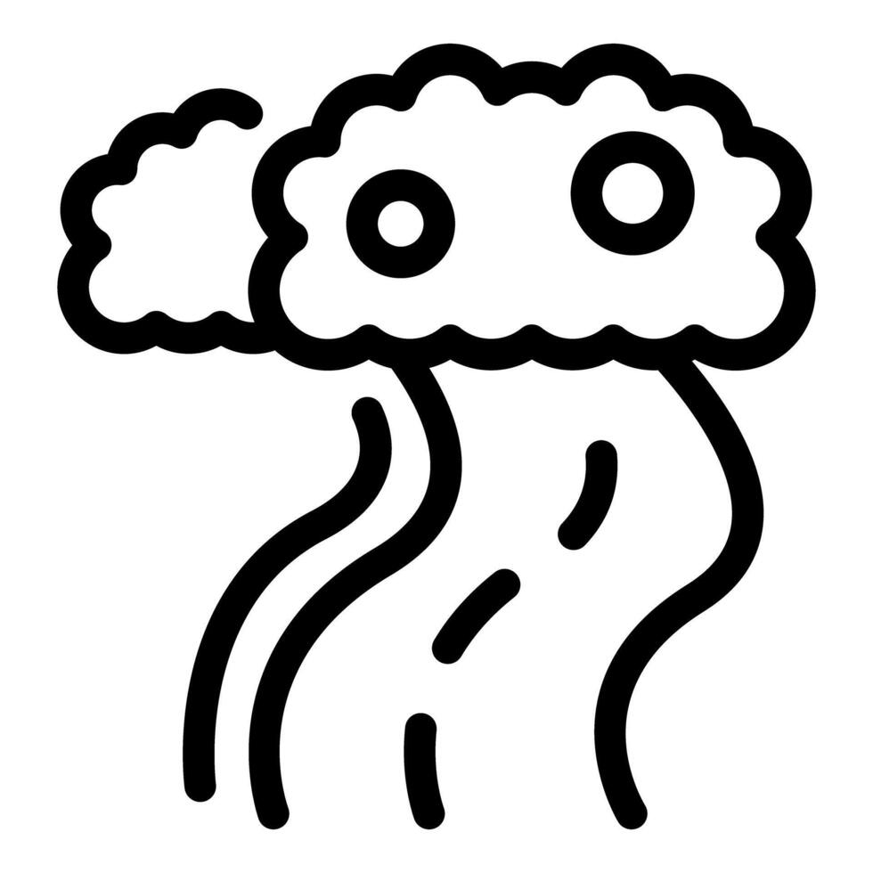 Mushroom cloud rising with smoke trail after nuclear explosion vector