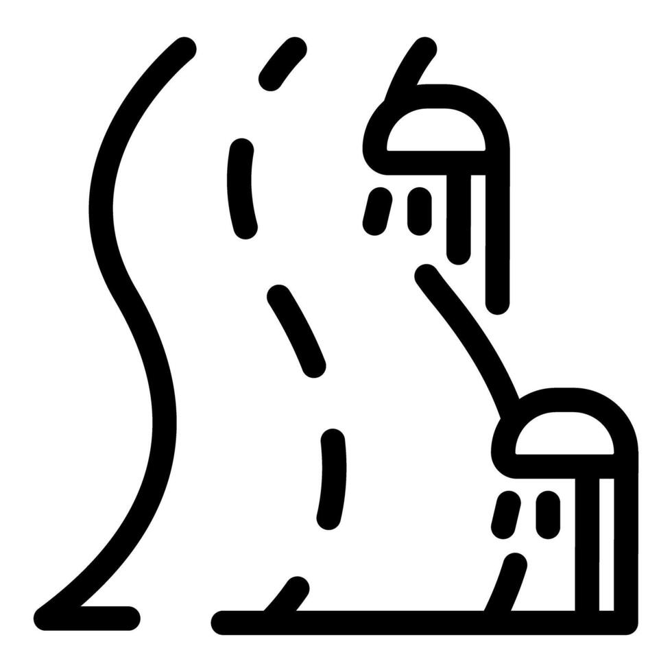 Winding road being watered by a sprinkler system vector