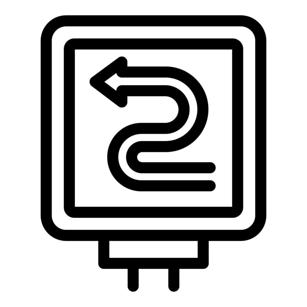 Road sign showing a double bend to the left, indicating a dangerous curve ahead vector