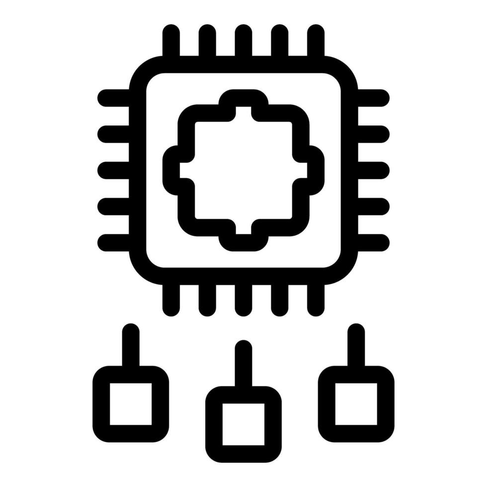 Computer chip managing three devices using artificial intelligence vector