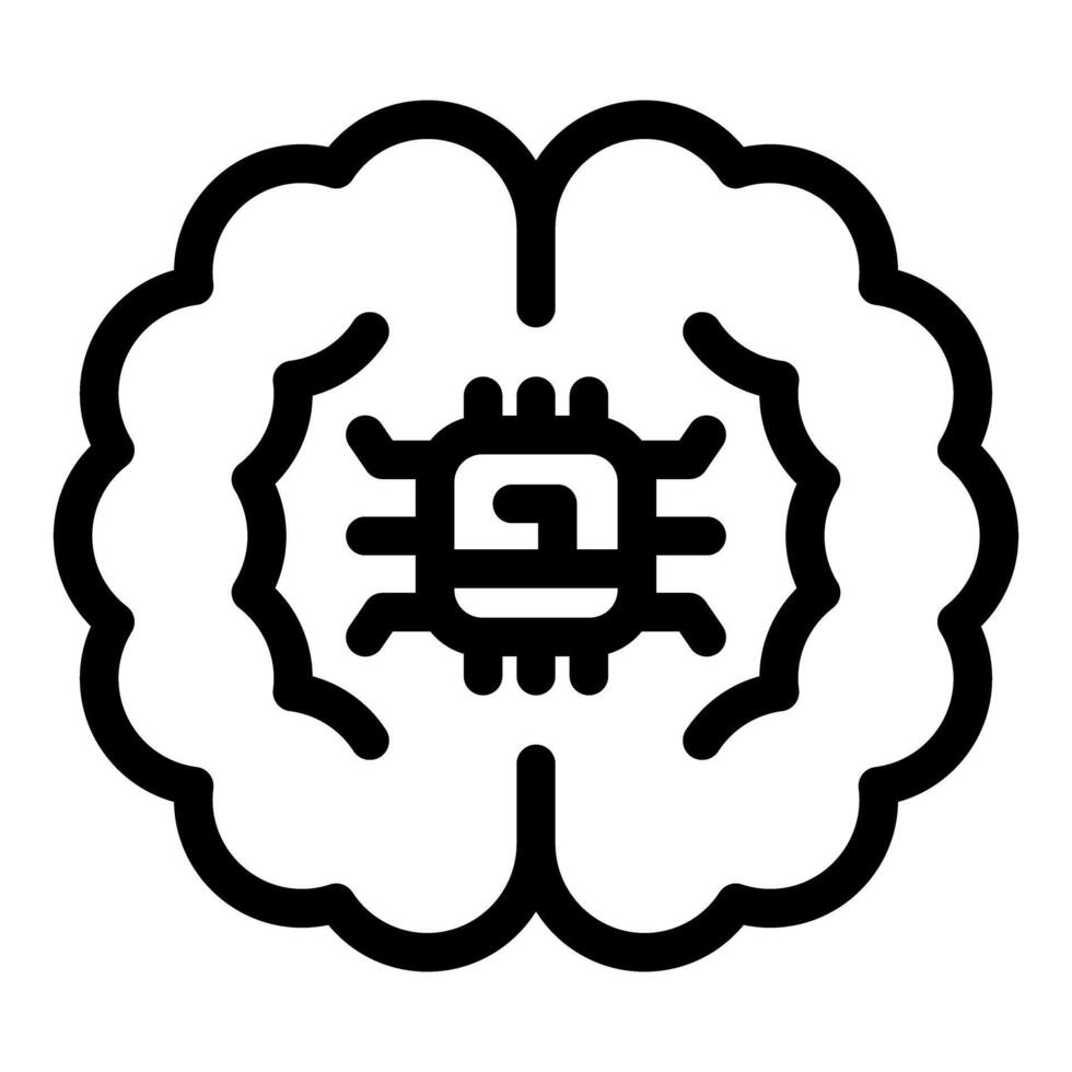 Brain chip showing artificial intelligence and machine learning vector