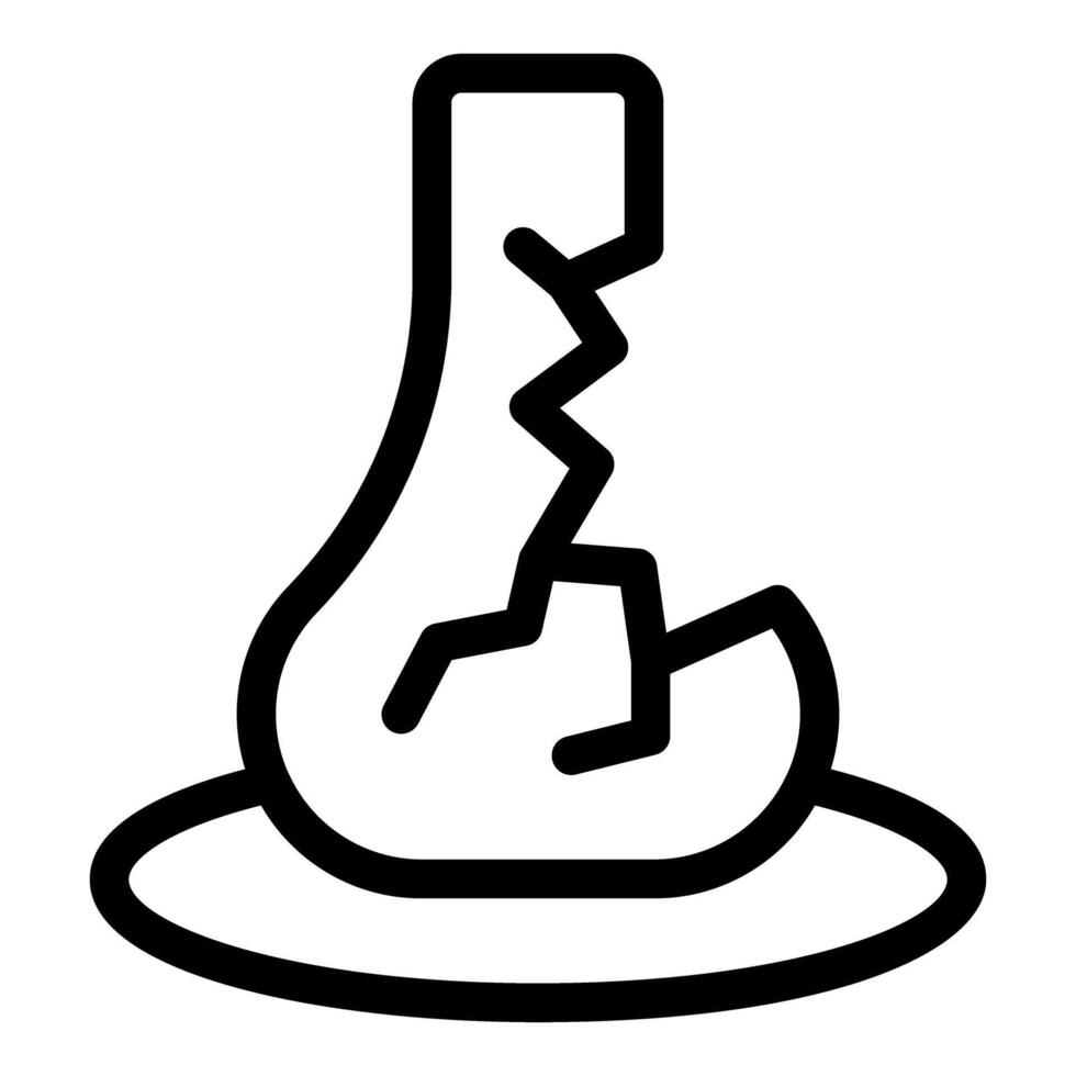 Broken glass bottle lying on floor icon outline vector