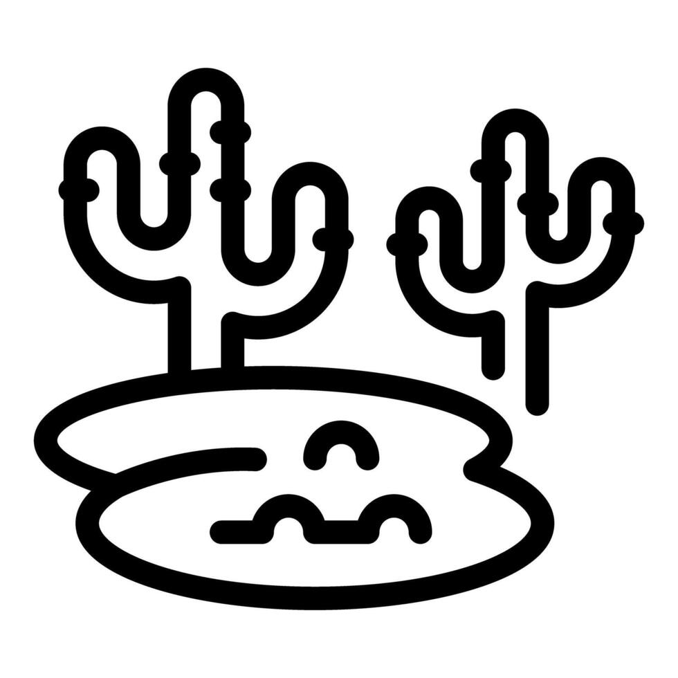 Two cacti growing near small oasis water spring vector