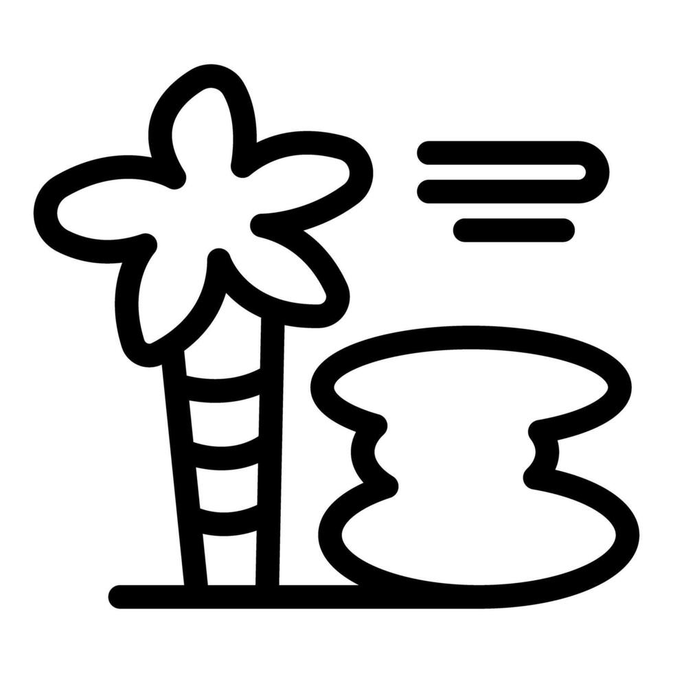 Exotic palm tree growing near waterhole icon vector