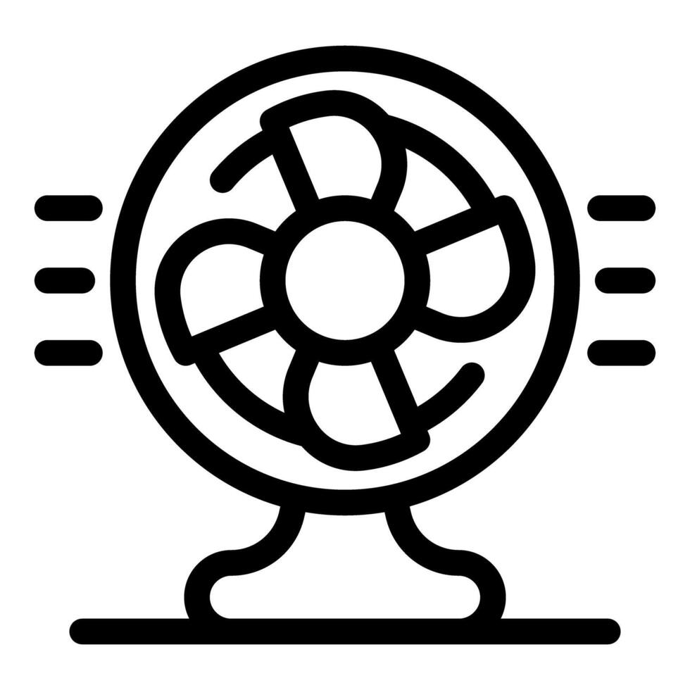 Desk fan blowing air providing cooling effect vector