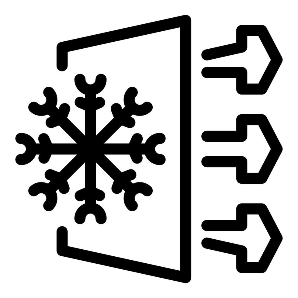 Snowflake icon depicting cold air flowing from a surface vector
