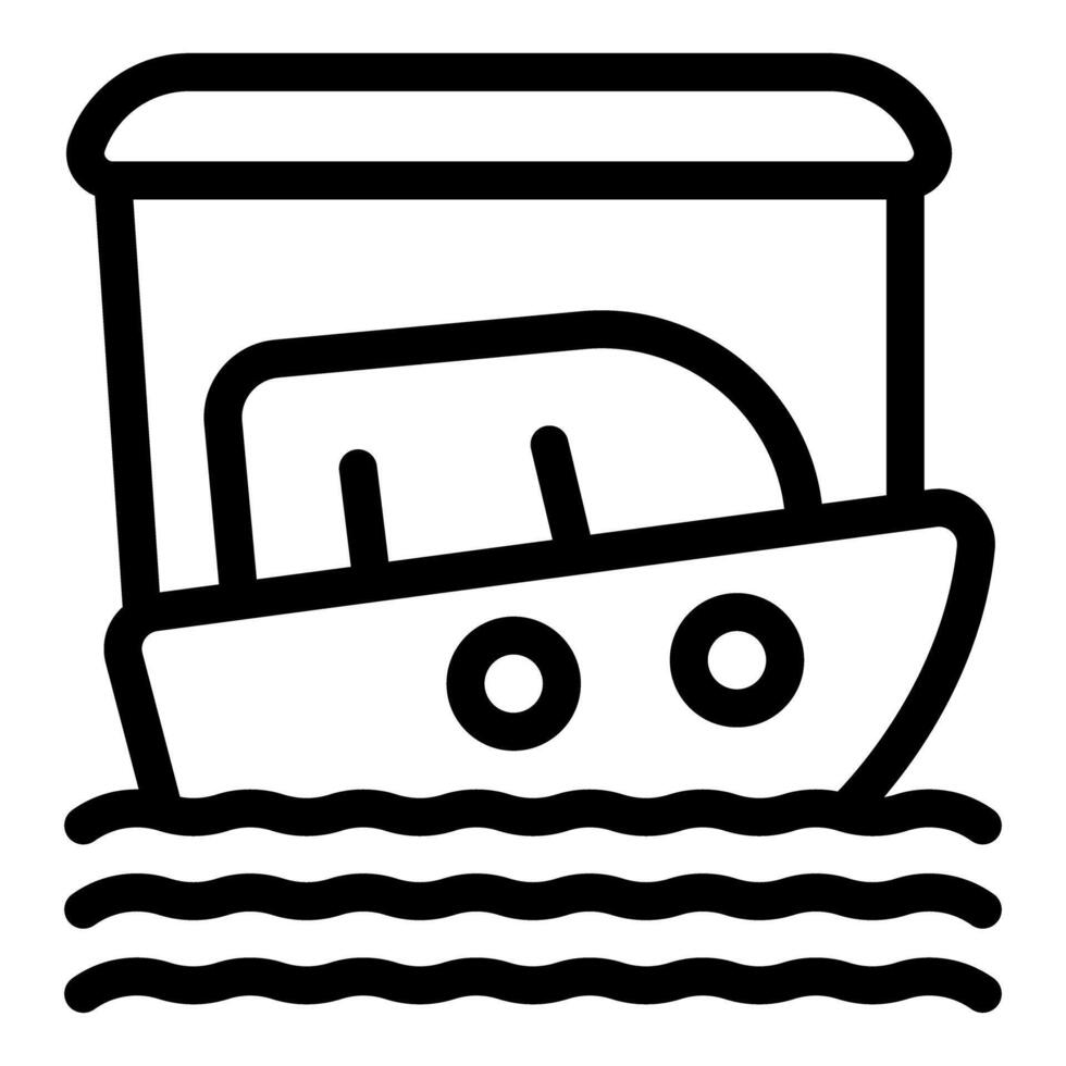 Small covered motorboat sailing on water waves vector