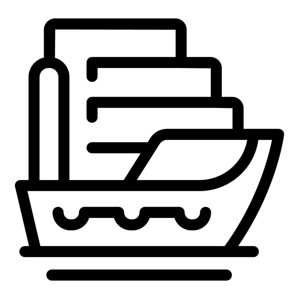 Big container ship floating on water surface icon vector