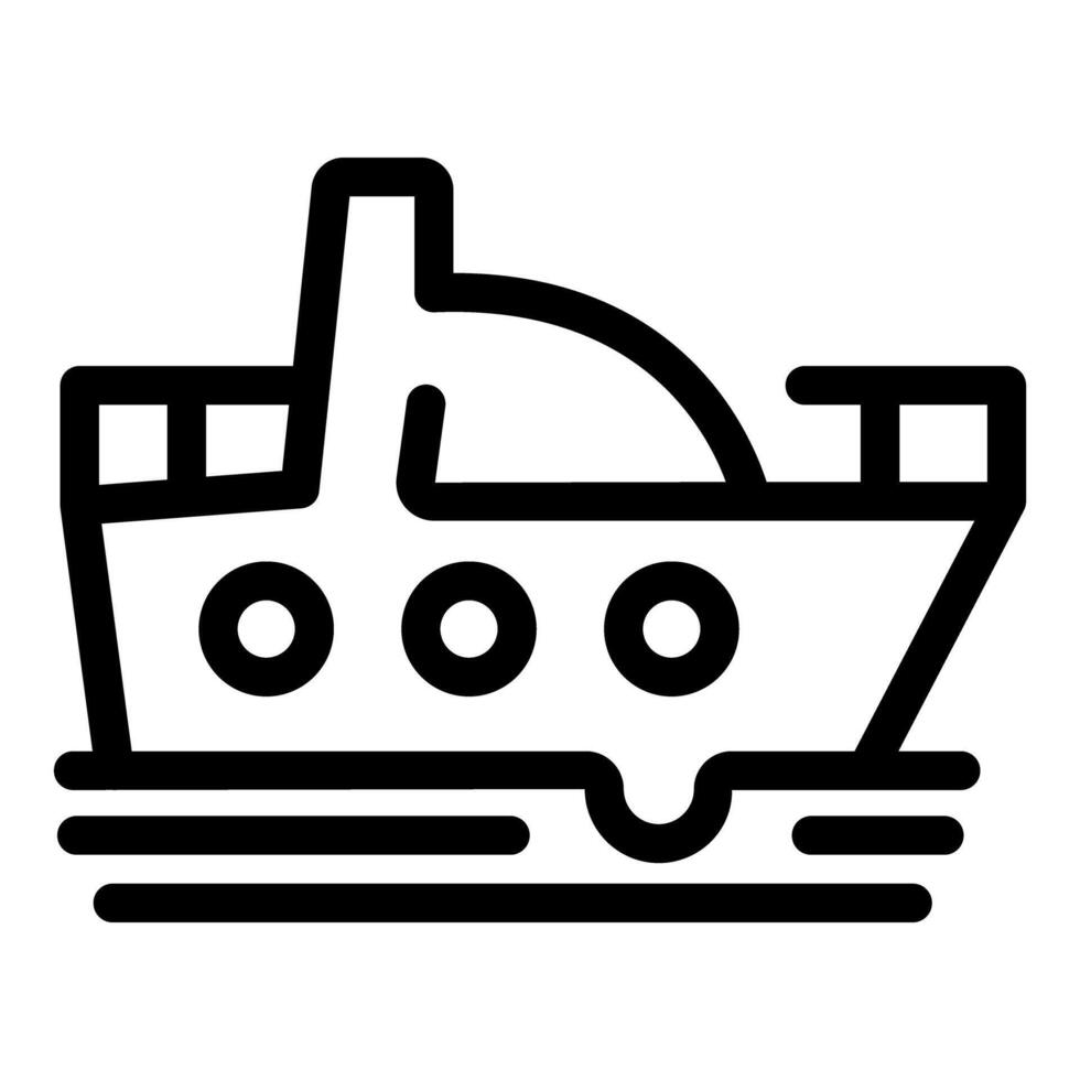 Cargo ship sailing on water waves line icon vector