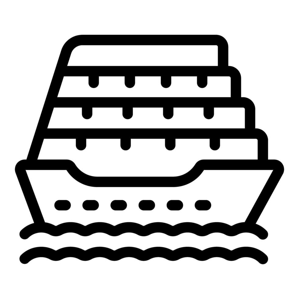 Cruise ship sailing on water waves minimalist icon vector